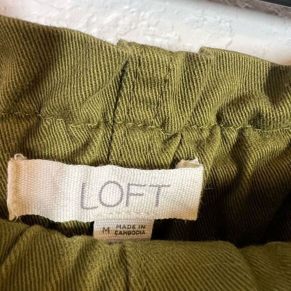 Loft Women's Tapered Pants Pull On Drawcord Pocket Stretch Olive Green Medium - Picture 6 of 9